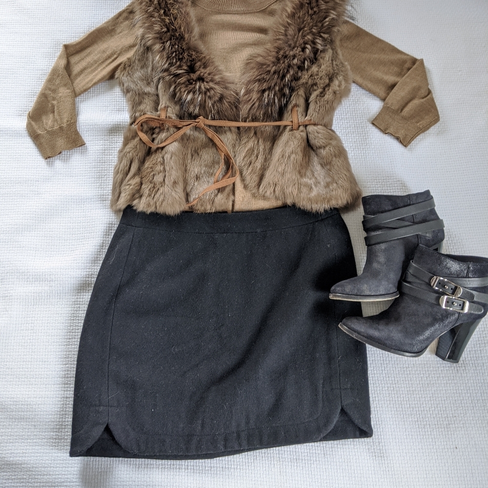 JCrew Black Wool Mini Skirt